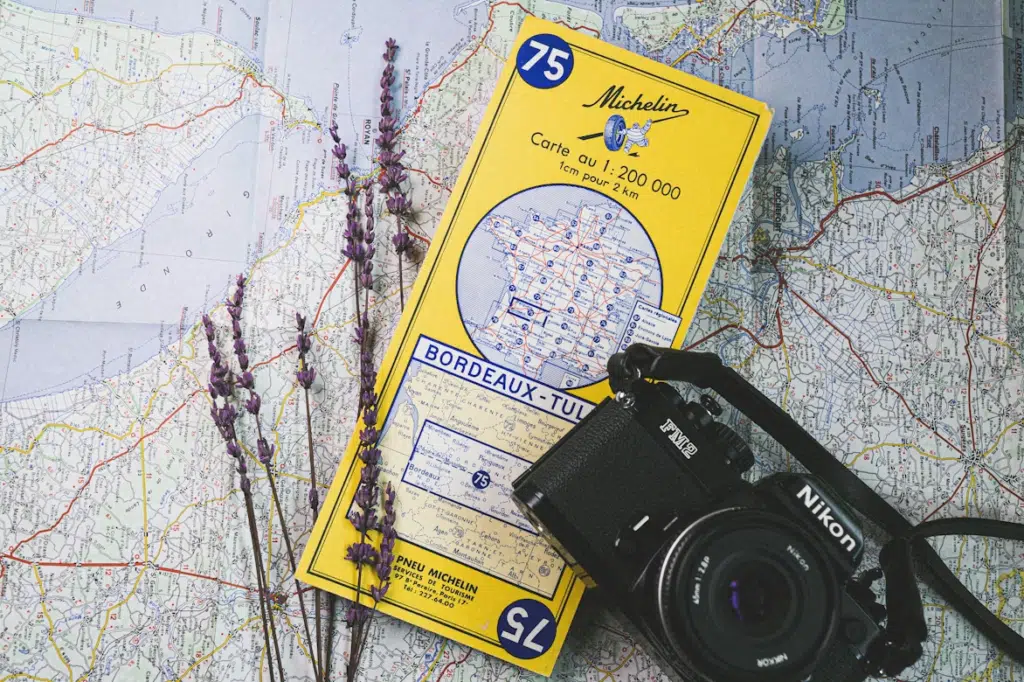 Travel map and camera